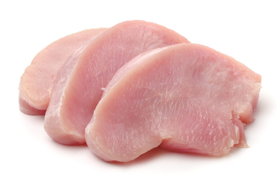 Slices of raw turkey meat fillet Meat
