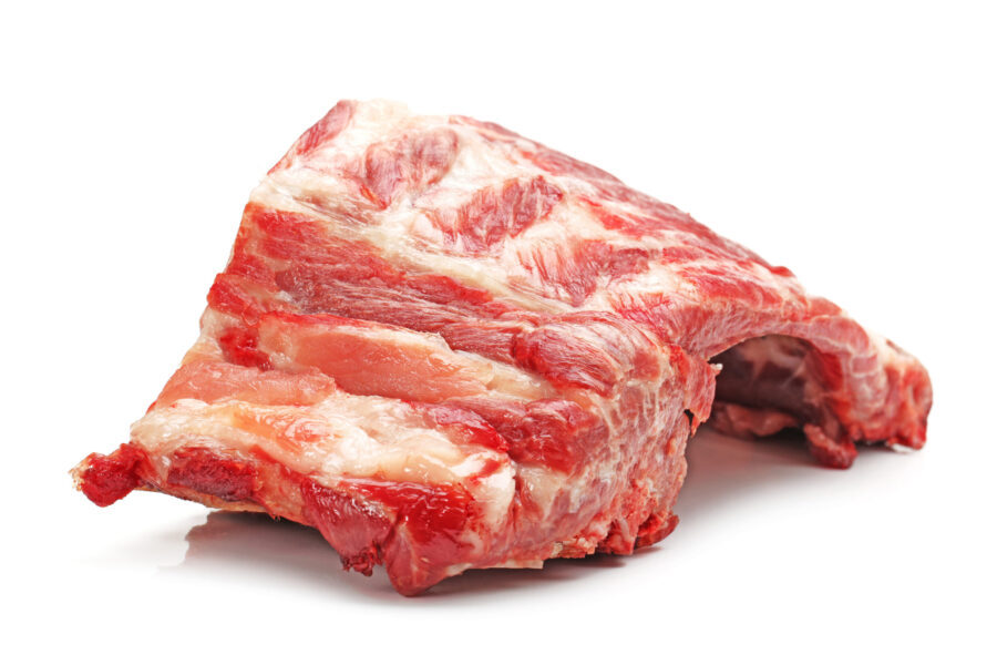 Raw pork rib isolated on a white background Meat