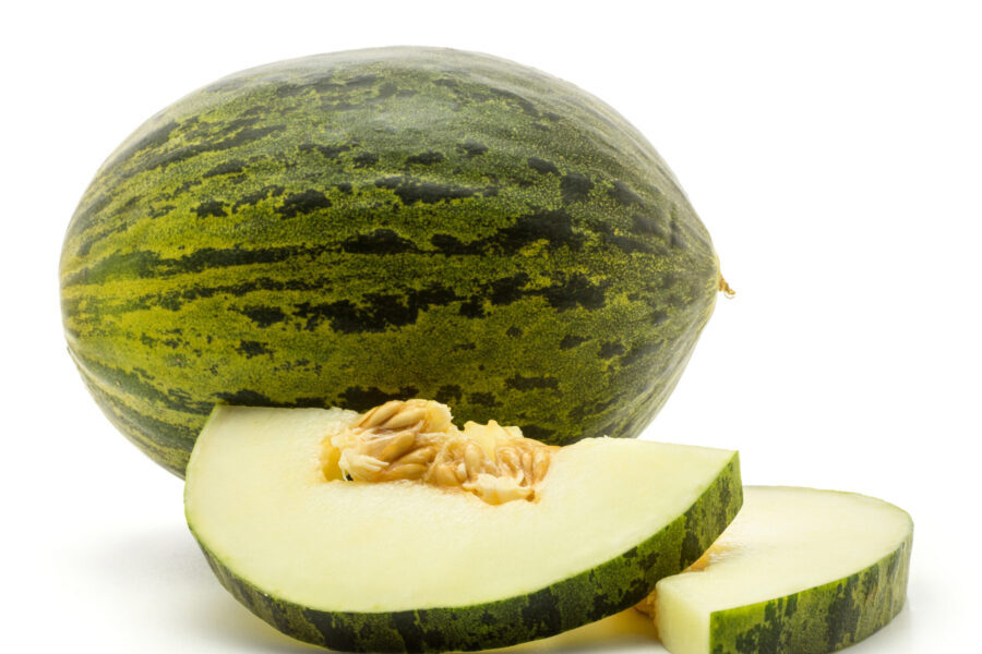 Santa Claus melon isolated on white Produce